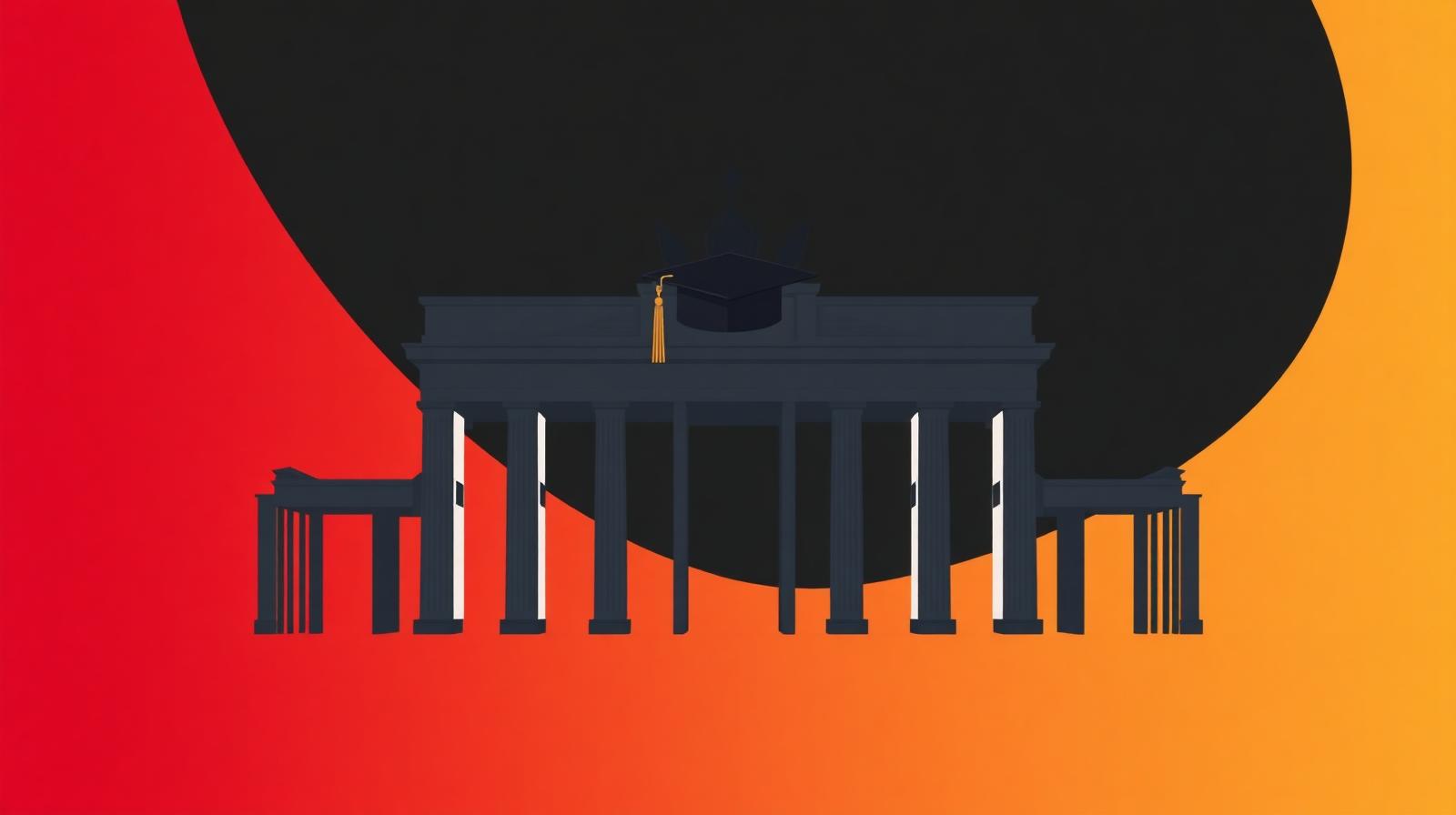 Brandenburg Gate silhouette with a graduation cap