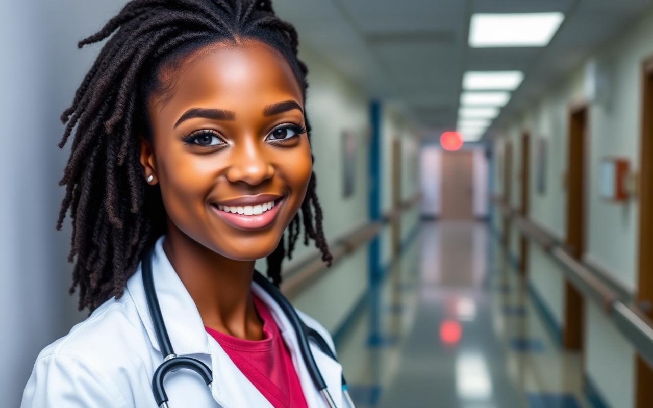 African medical student in a teaching hospital